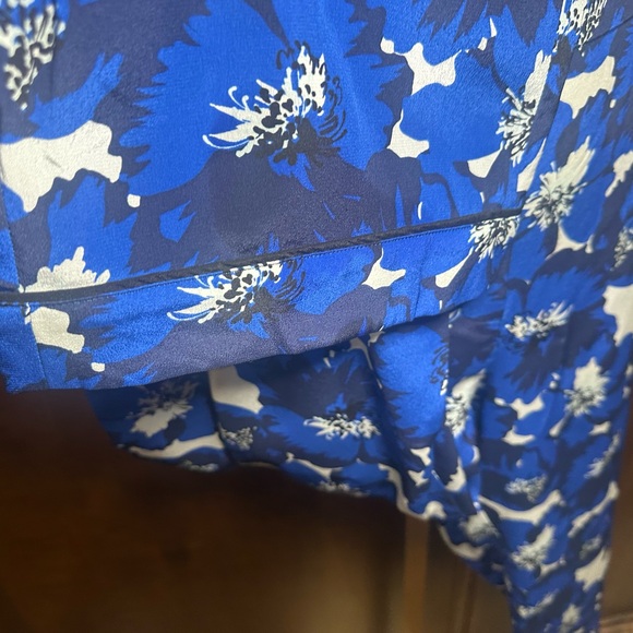 NWT SIZE 2/US M The Kooples Floral Wide Leg Pants in Blue and White - Picture 5 of 13